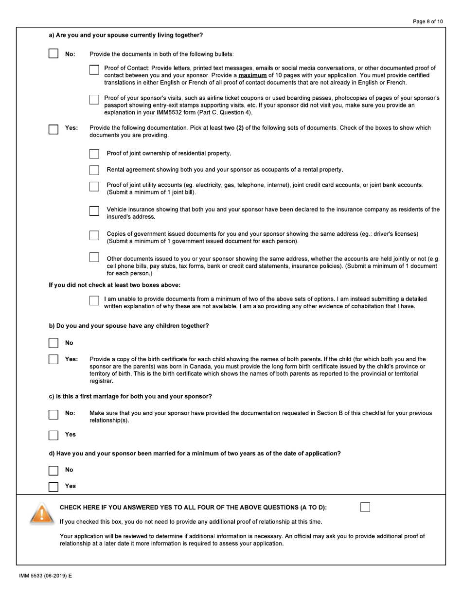 Form IMM5533 Document Checklist - Spouse (Including Dependent Children) - Canada, Page 8