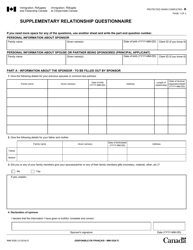 Form IMM5526 Supplementary Relationship Questionnaire - Canada