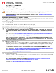 Form IMM5534 Document Checklist - Dependent Child - Canada