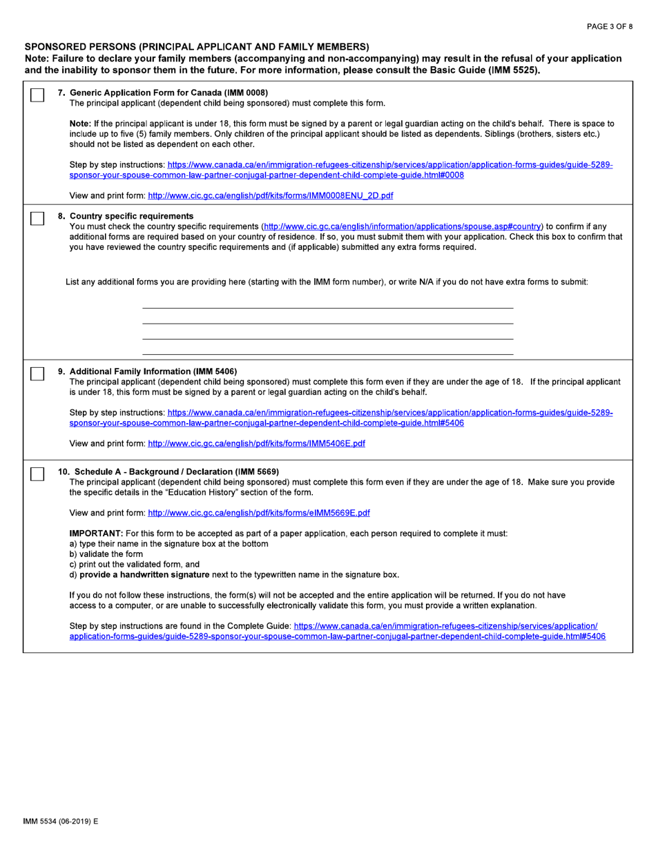 Form IMM5534 Document Checklist - Dependent Child - Canada, Page 3