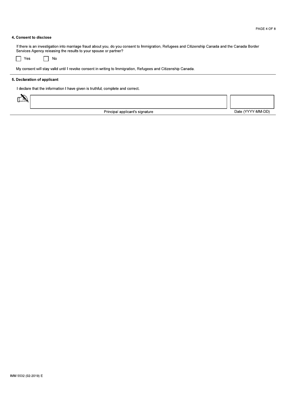 Form IMM5532 Relationship Information and Sponsorship Evaluation - Canada, Page 4