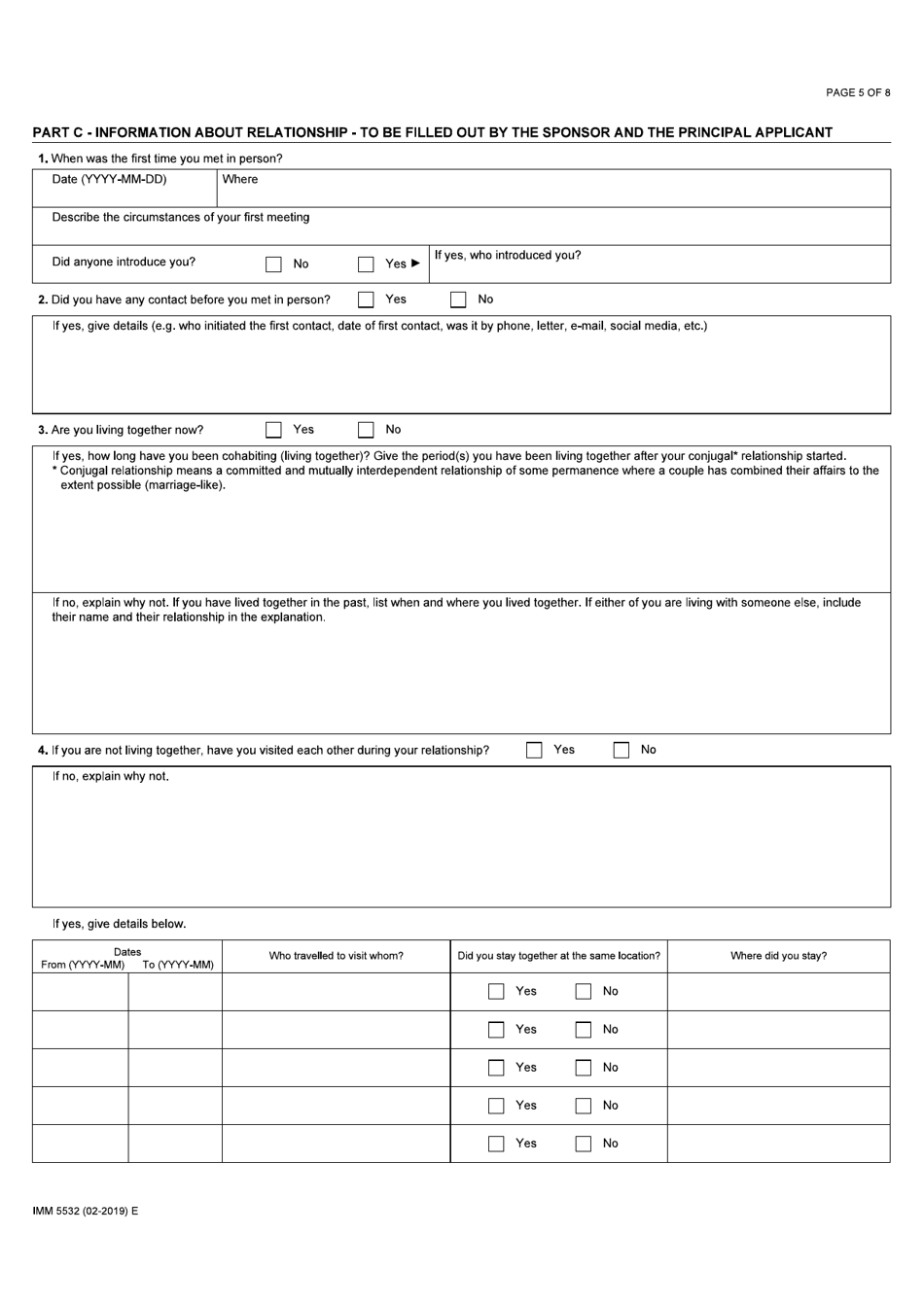 Form IMM5532 Relationship Information and Sponsorship Evaluation - Canada, Page 5