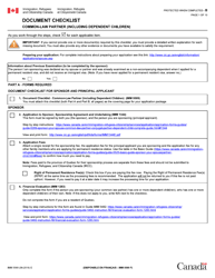 Form IMM5589 Document Checklist - Common-Law Partner (Including Dependent Children) - Canada