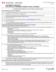 Document preview: Form IMM5267 Document Checklist - Applying for a Permanent Resident Travel Document - Canada