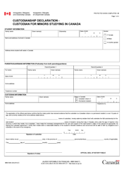 Form IMM5646 Custodianship Declaration - Custodian for Minors Studying in Canada - Canada