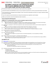 Form IMM5653 Document Checklist for Candidates Under the Atlantic Immigration Pilot Program for a Work Permit (Applied Outside Canada) - Canada