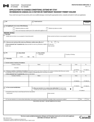Form IMM5708 Application to Change Conditions, Extend My Stay or Remain in Canada as a Visitor or Temporary Resident Permit Holder - Canada