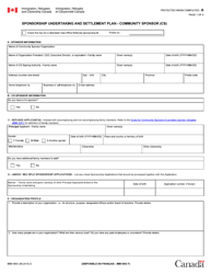 Form Imm5663 Download Fillable Pdf Or Fill Online Sponsorship Undertaking And Settlement Plan Community Sponsor Cs Canada Templateroller