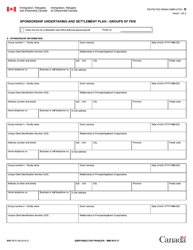 Form IMM5670 Sponsorship Undertaking and Settlement Plan - Groups of Five - Canada