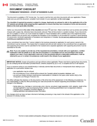Form IMM5760 Document Checklist - Permanent Residence - Start up Business Class - Canada