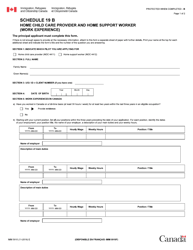 Form IMM5910 Schedule 19 B Home Child Care Provider and Home Support Worker (Work Experience) - Canada