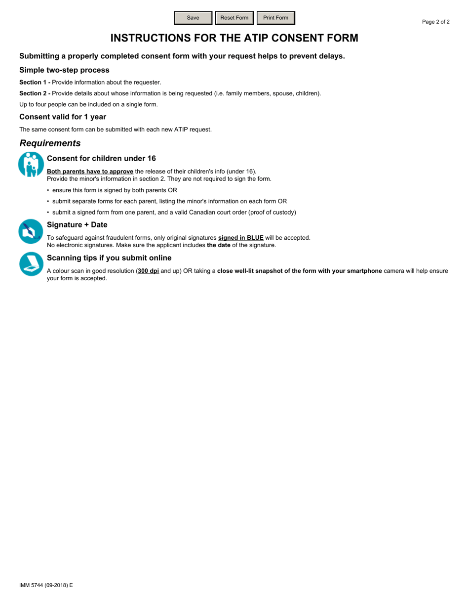 Form IMM5744 Fill Out, Sign Online and Download Fillable PDF, Canada