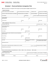 Form IMM5911 Schedule 1 Rural and Northern Immigration Pilot - Canada