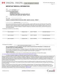 Document preview: Form IMM5965 Important Medical Information - Canada