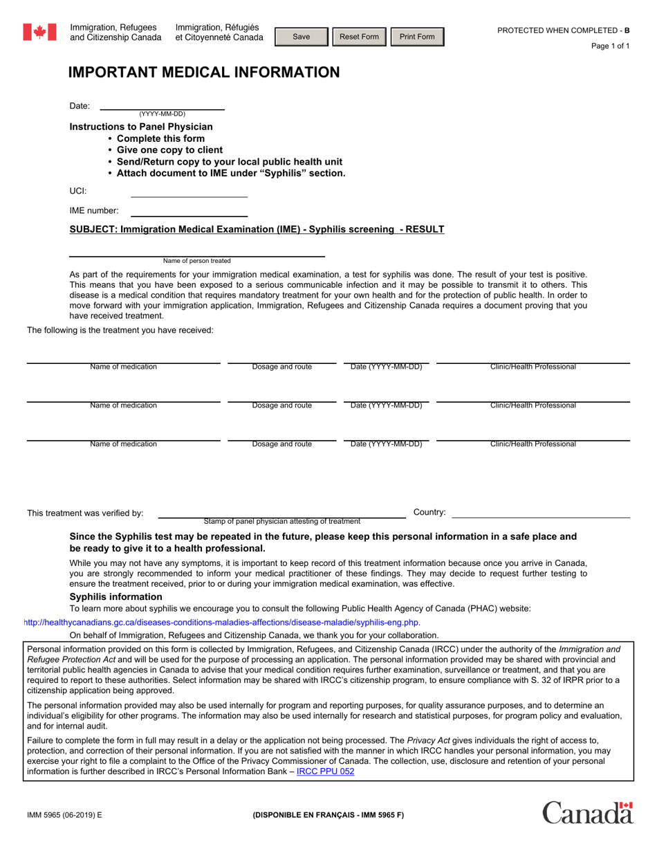 Form IMM5965 - Fill Out, Sign Online and Download Fillable PDF, Canada ...