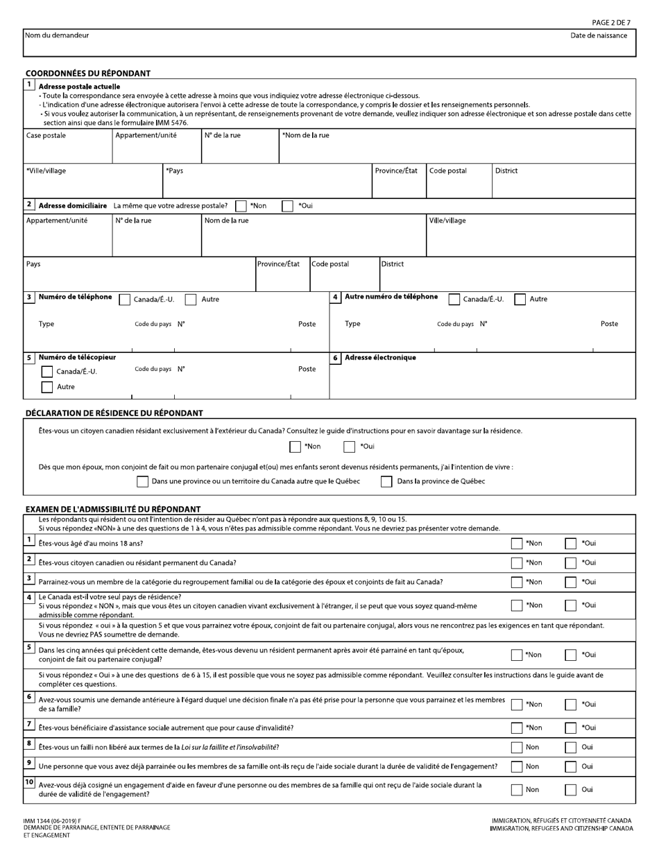 Forme IMM1344 - Fill Out, Sign Online and Download Fillable PDF, Canada ...