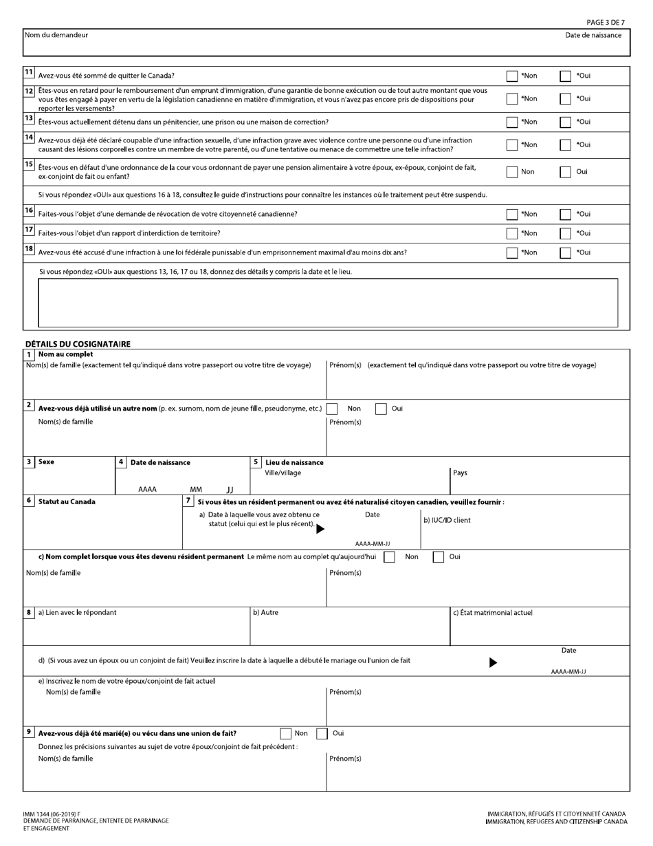 Forme Imm1344 - Fill Out, Sign Online And Download Fillable Pdf, Canada 