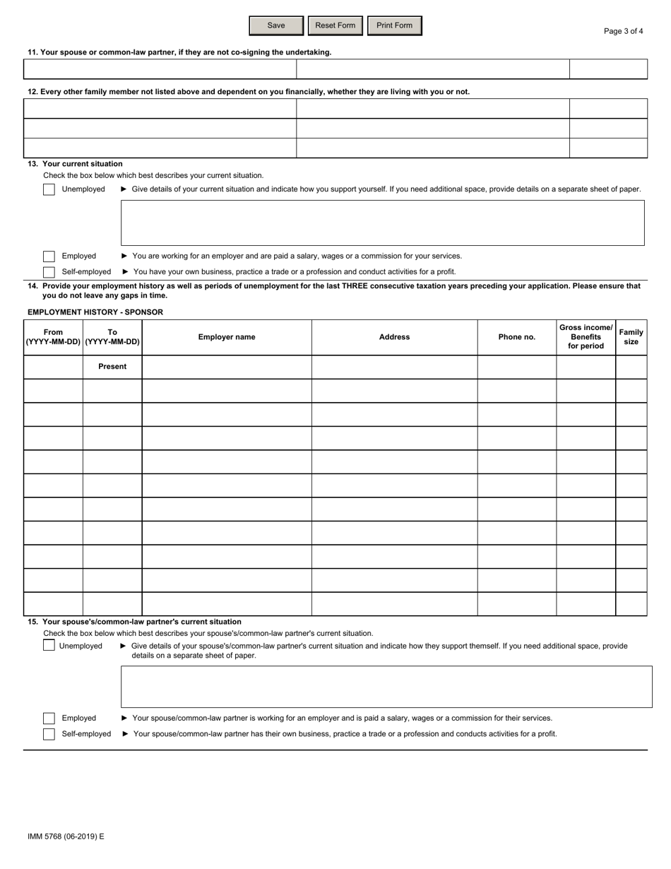 Form IMM5768 Financial Evaluation for Parents and Grandparents Sponsorship - Canada, Page 3