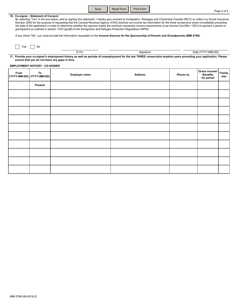 Form IMM5768 Download Fillable PDF or Fill Online Financial Evaluation ...