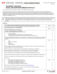 Form IMM5987 Document Checklist - Rural and Northern Immigration Pilot - Canada