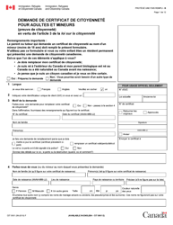 Document preview: Forme CIT0001 Demande De Certificat De Citoyennete Pour Adultes Et Mineurs (Preuve De Citoyennete) En Vertu De L'article 3 De La Loi Sur La Citoyennete - Canada (French)