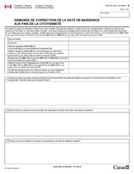 Document preview: Forme CIT0464 Demande De Correction De La Date De Naissance Aux Fins De La Citoyennete - Canada (French)