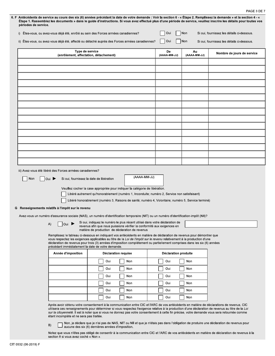 Forme CIT0532 Demande De Citoyennete Canadienne - Adultes - Forces Armees Canadiennes - En Vertu Du Paragraphe 5(1.2) Ou 5(1.3) - Canada (French), Page 3