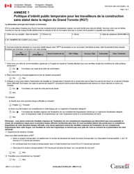 Forme IMM0113 Agenda 1 Politique D&#039;interet Public Temporaire Pour Les Travailleurs De La Construction Sans Statut Dans La Region Du Grand Toronto (Rgt) - Canada (French)