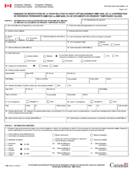 Forme IMM1436 Demande De Modification De La Fiche Relative Au Droit D&#039;etablissement, De La Confirmation De Residence Permanenete, Ou De Documents De Resident Temporaire Valides - Canada (French)