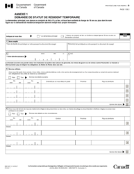 Forme IMM5257 Agenda 1 Demande De Statut De Resident Temporaire - Canada (French)