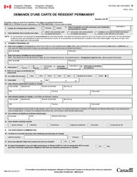 Forme IMM5444 Demande D&#039;une Carte De Resident Permanent - Canada (French)