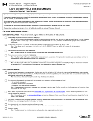 Document preview: Forme IMM5484 Liste De Controle DES Documents - Visa De Resident Temporaire - Canada (French)