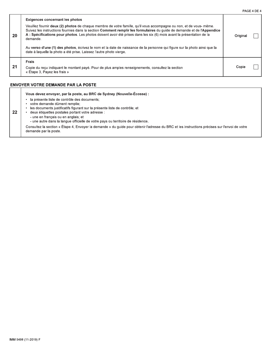 Forme IMM5498 Liste De Controle DES Documents - Programme DES Diplomes Etrangers Du Canada Atlantique - Canada (French), Page 4