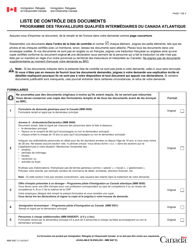 Forme IMM5467 Liste De Controle DES Documents Programme DES Travailleurs Qualifies Intermediaires Du Canada Atlantique - Canada (French)