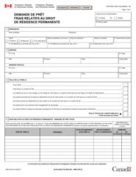 Document preview: Forme IMM5349 Demande De Pret Frais Relatifs Au Droit De Residence Permanente - Canada (French)