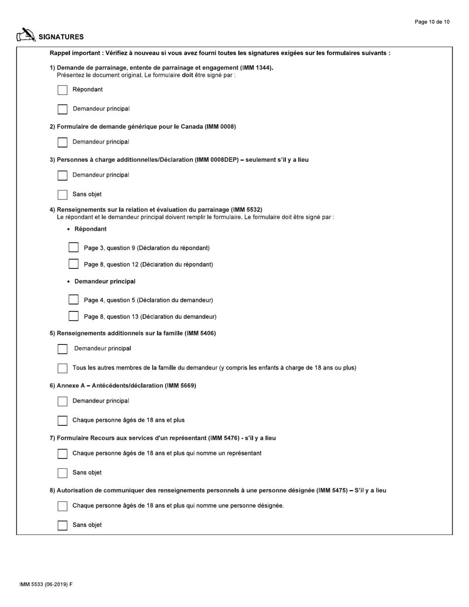 Forme IMM5533 Liste De Verification DES Documents - Epoux (Incluant Les Enfants a Charge) - Canada (French), Page 10