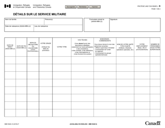 Document preview: Forme IMM5546 Details Sur Le Service Militaire - Canada (French)