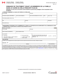 Document preview: Forme IMM5571 Demande De Traitement Visant Les Membres De La Famille Dans Le Cadre Du Delai Prescrit D'un an - Canada (French)