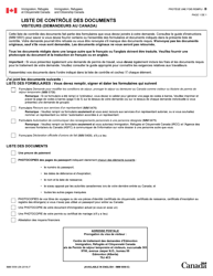 Document preview: Forme IMM5558 Liste De Controle DES Documents - Visiteurs (Demandeurs Au Canada) - Canada (French)