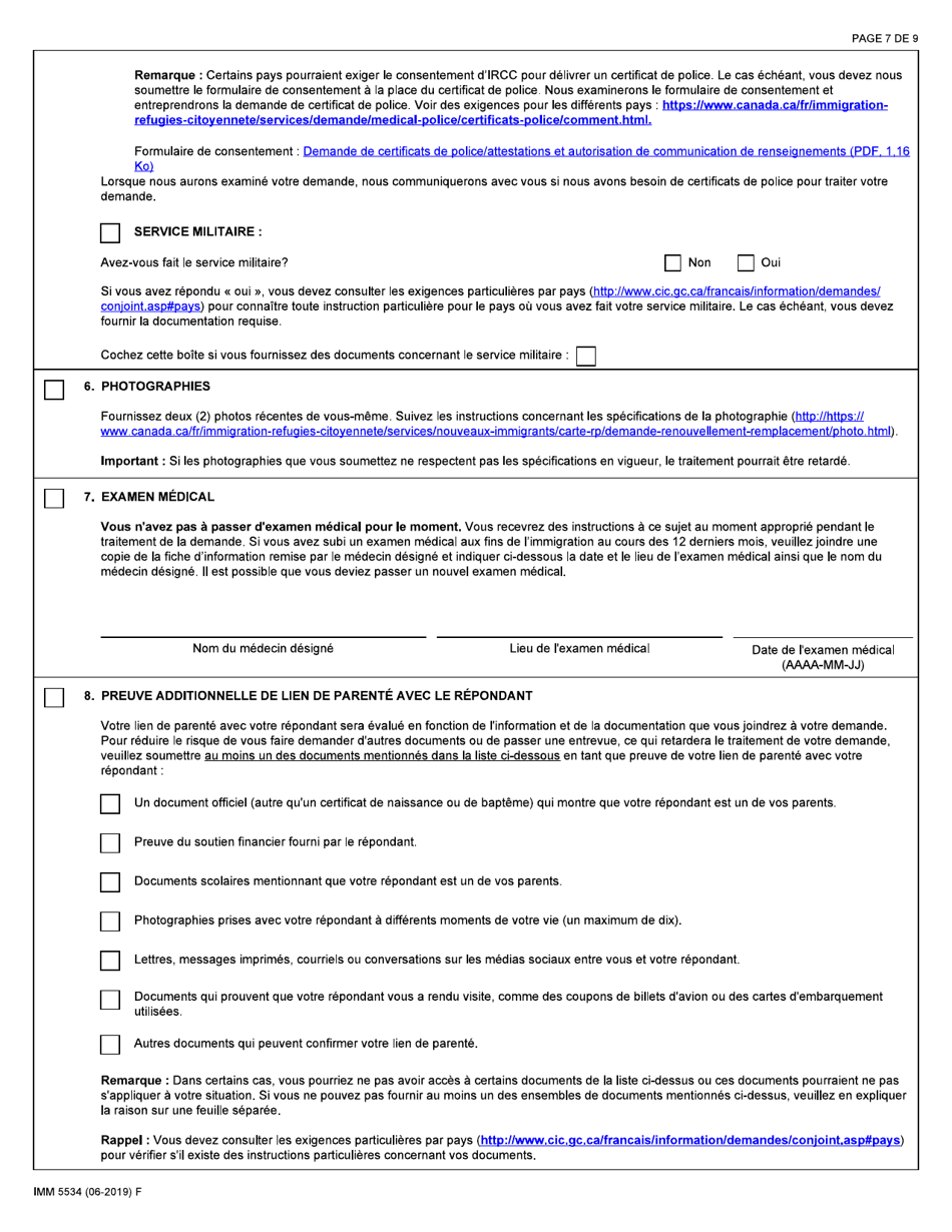 Forme IMM5534 Liste De Verification DES Documents - Enfant a Charge - Canada (French), Page 7