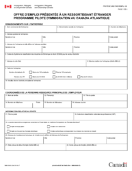 Forme IMM5650 Offre D&#039;emploi Presentee a Un Ressortissant Etranger - Programme Pilote D&#039;immigration Au Canada Atlantique - Canada (French)