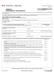 Forme IMM5669 Supplement A Antecedents / Declaration - Canada (French)