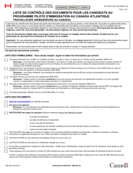 Document preview: Forme IMM5652 Liste De Controle DES Documents Pour Les Candidats Au Programme Pilote D'immigration Au Canada Atlantique Travailleurs (Demandeurs Au Canada) - Canada (French)