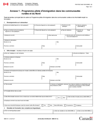 Forme IMM5911 Agenda 1 Programme Pilote D&#039;immigration Dans Les Communautes Rurales Et Du Nord - Canada (French)