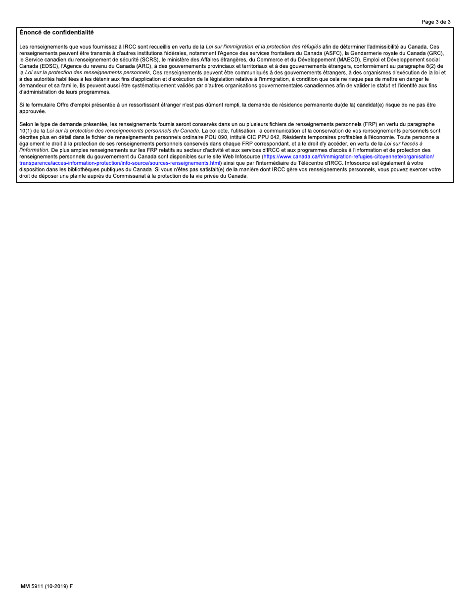 Forme IMM5911 Agenda 1 Programme Pilote Dimmigration Dans Les Communautes Rurales Et Du Nord - Canada (French), Page 3