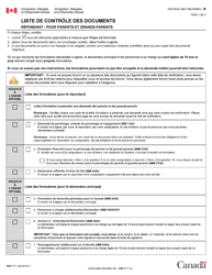 Document preview: Forme IMM5771 Liste De Controle DES Documents - Repondant Pour Parents Et Grands-Parents - Canada (French)