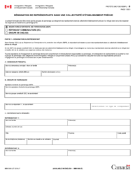 Document preview: Forme IMM5956 Designation De Representants Dans Une Collectivite D'etablissement Prevue - Canada (French)