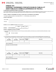 Forme IMM5910 Supplement 19 B Gardiens / Gardiennes D&#039;enfants En Milieu Familial Et Aides Familiaux a Domicile (Experience De Travail) - Canada (French)