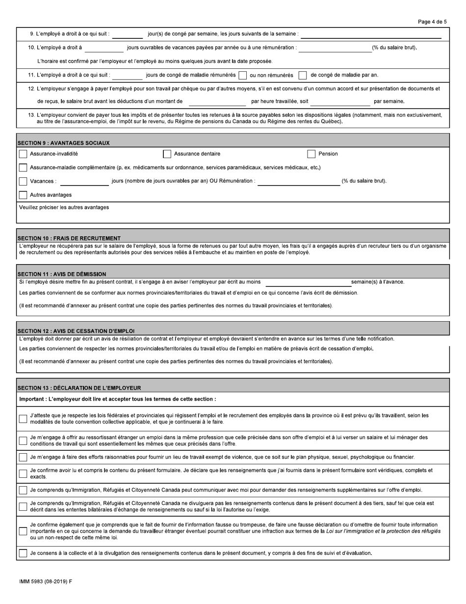 Forme IMM5983 Offre Demploi Programmes Pilotes DES Gardiens / Gardiennes Denfants En Milieu Familial Et DES Aides Familiaux a Domicile - Canada (French), Page 4