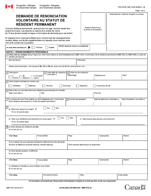 Forme IMM5782  Printable Pdf